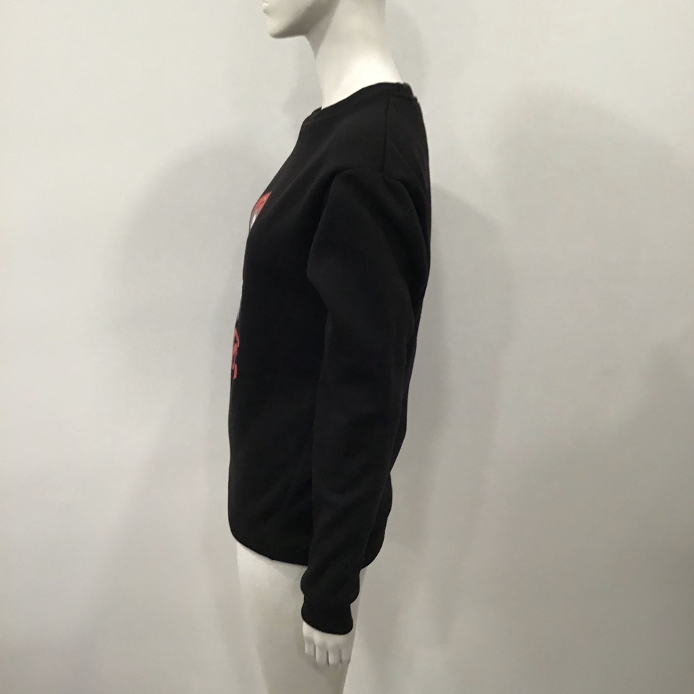 Denim & Flower Sweatshirt Womens Small Black Red Savage Santa Christmas Graphic - Picture 4 of 12